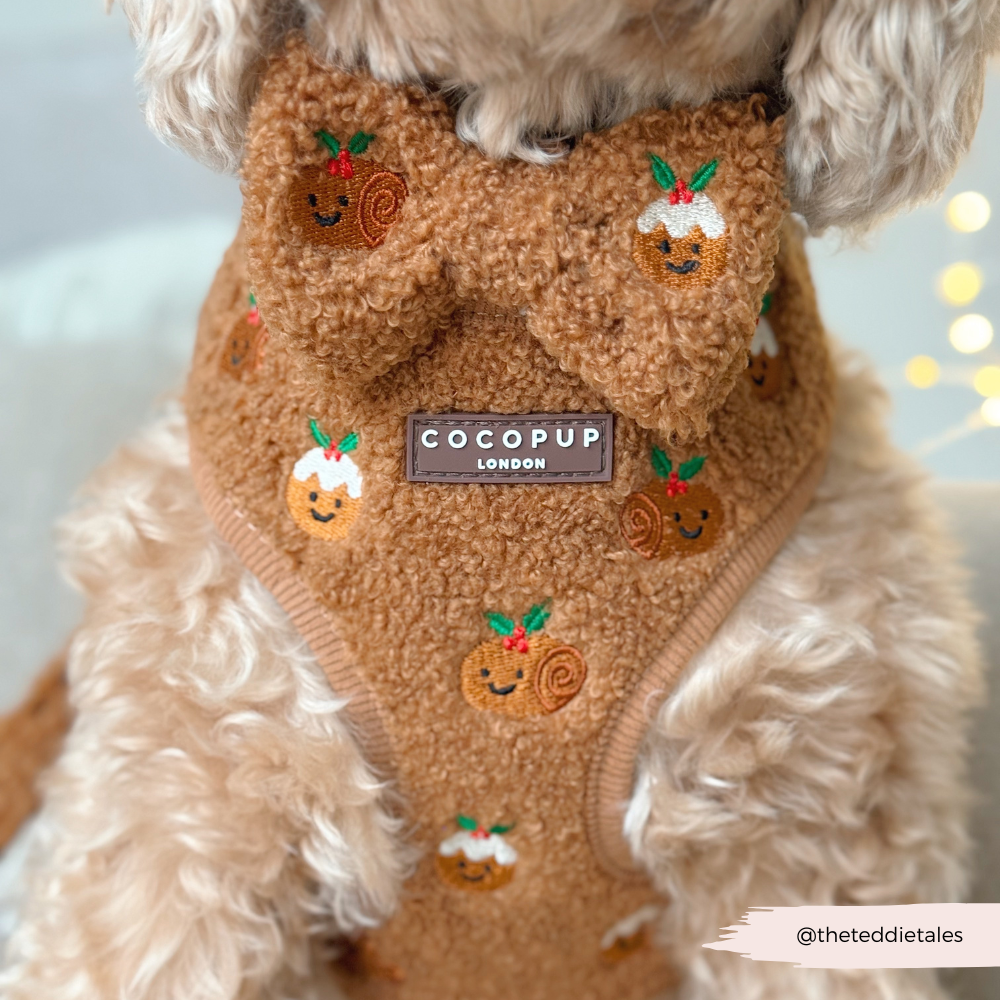 Festive Pudding Pup Adjustable Neck Harness, Lead & Collar Bundle