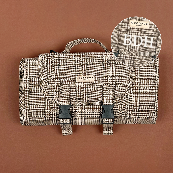 PERSONALISED Travel Mat - Pup Plaid