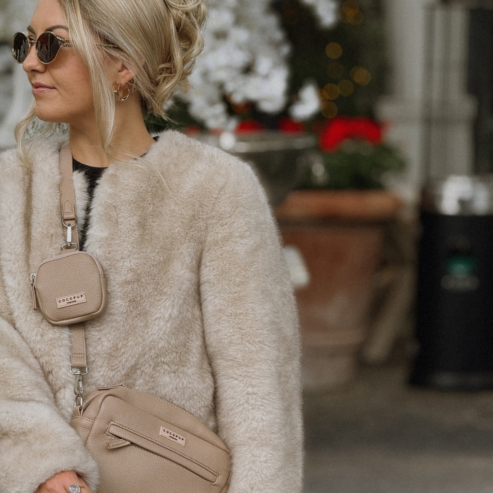 PU Leather Dog Walking Bag Bundle - Caramel