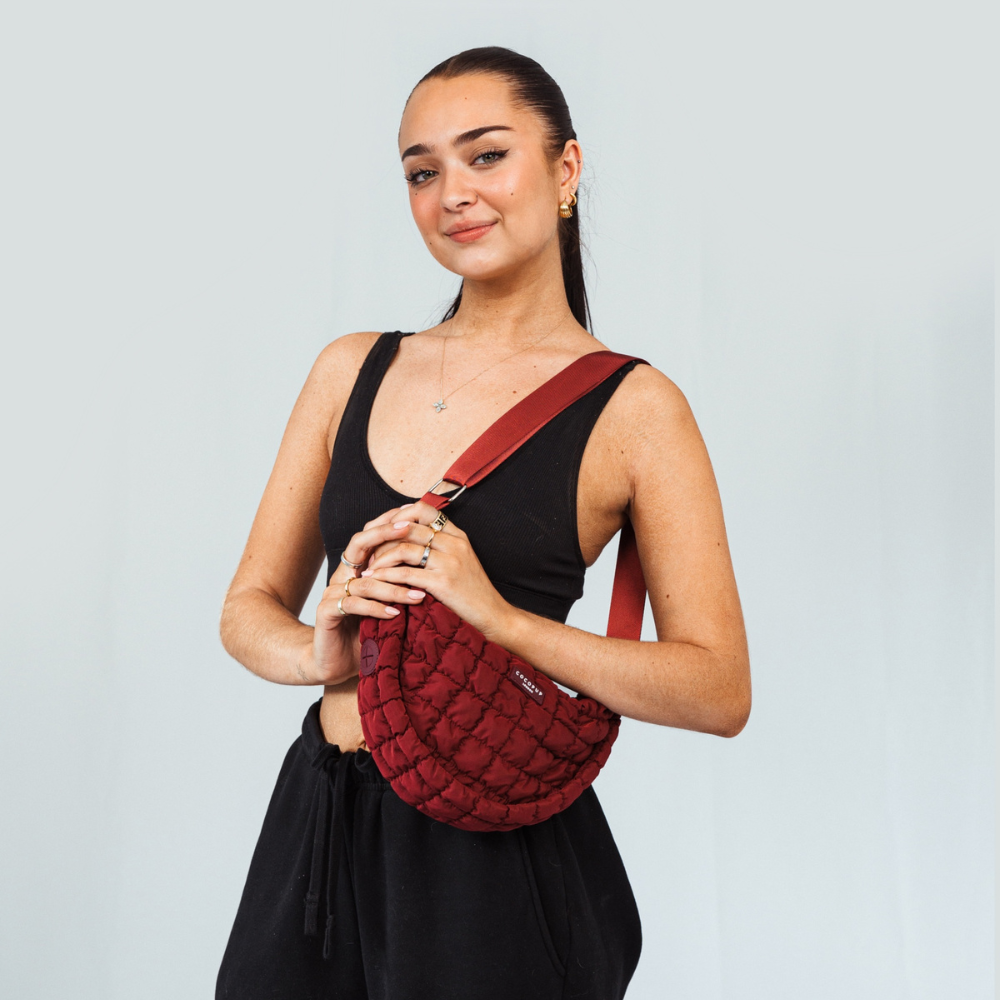 Crossbody Crescent Dog Walking Bag - Merlot