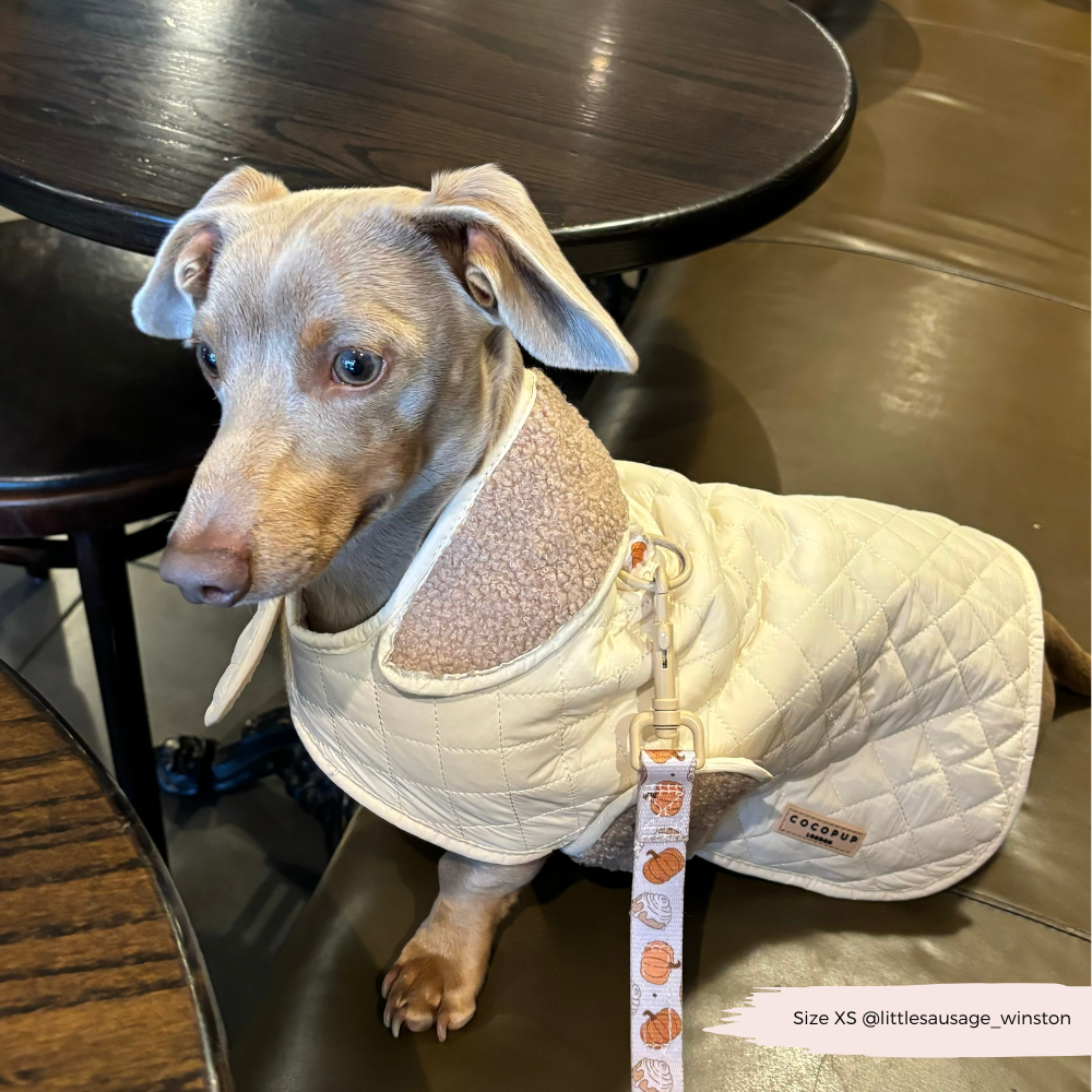 LUXE Quilted Dog Coat - Creamy Chai