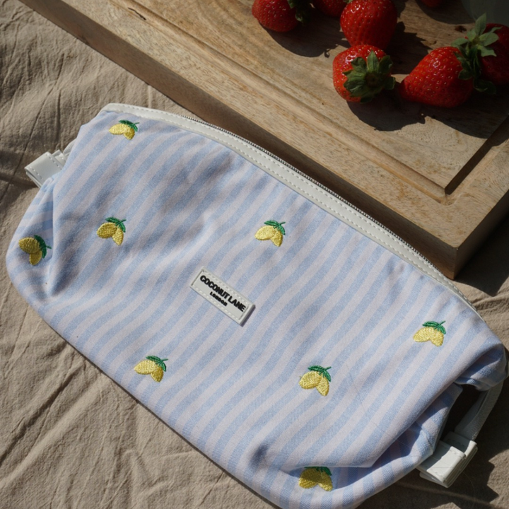 Living La Vida Lemon Expandable Makeup Bag - By Coconut Lane