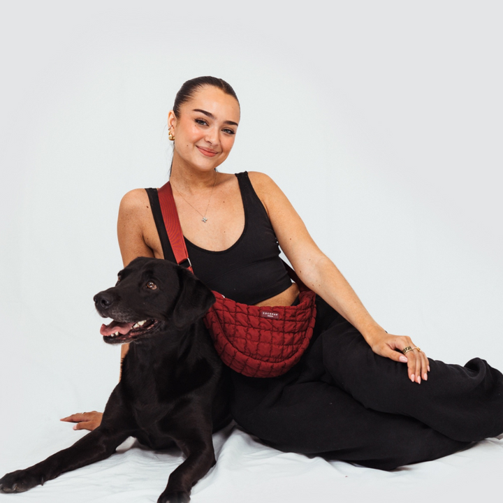 Crossbody Crescent Dog Walking Bag - Merlot