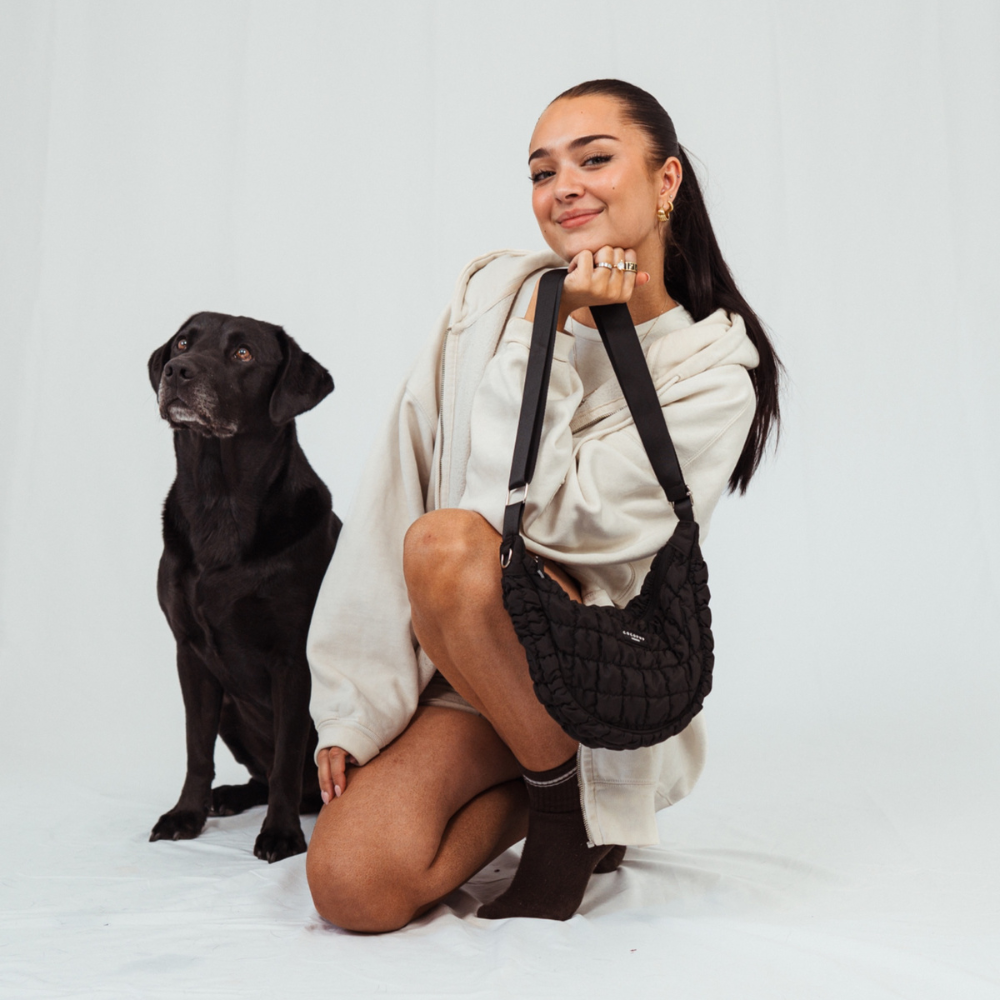 Crossbody Crescent Dog Walking Bag Bundle  - Onyx