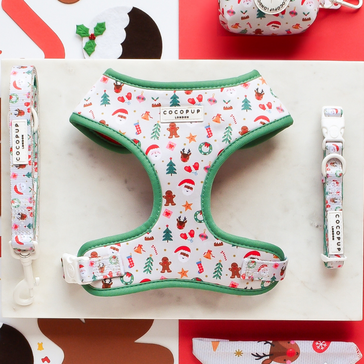 Christmas Pawty Adjustable Neck Harness, Lead & Collar Bundle