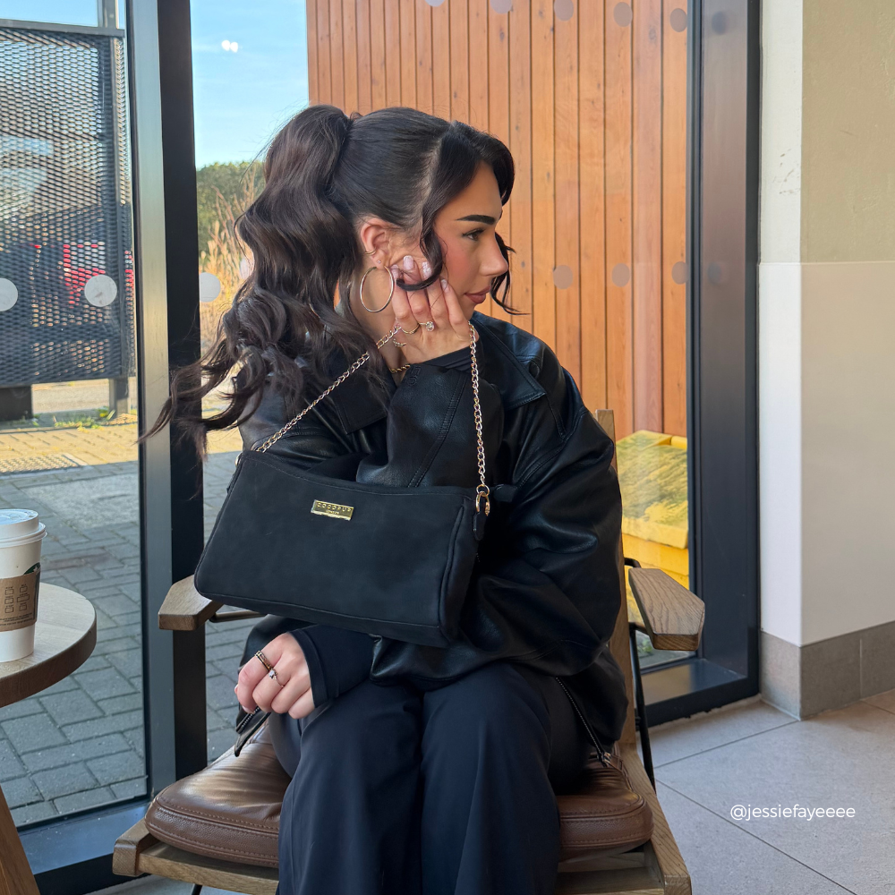 Dog Walking Bag - Black Suedette