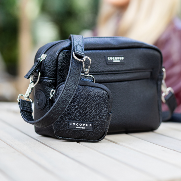 PU Leather Dog Walking Bag Bundle - Black