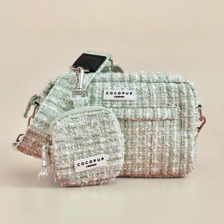 Matcha Textured Tweed Dog Walking Bag Bundle - Matcha Textured Tweed