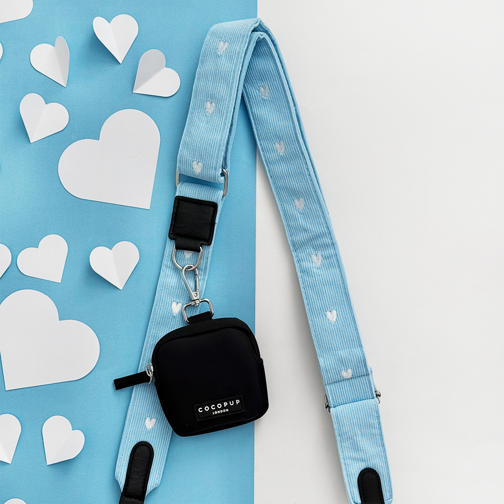 Dog Walking Black Bag Bundle - Blue Heartstrings Cord