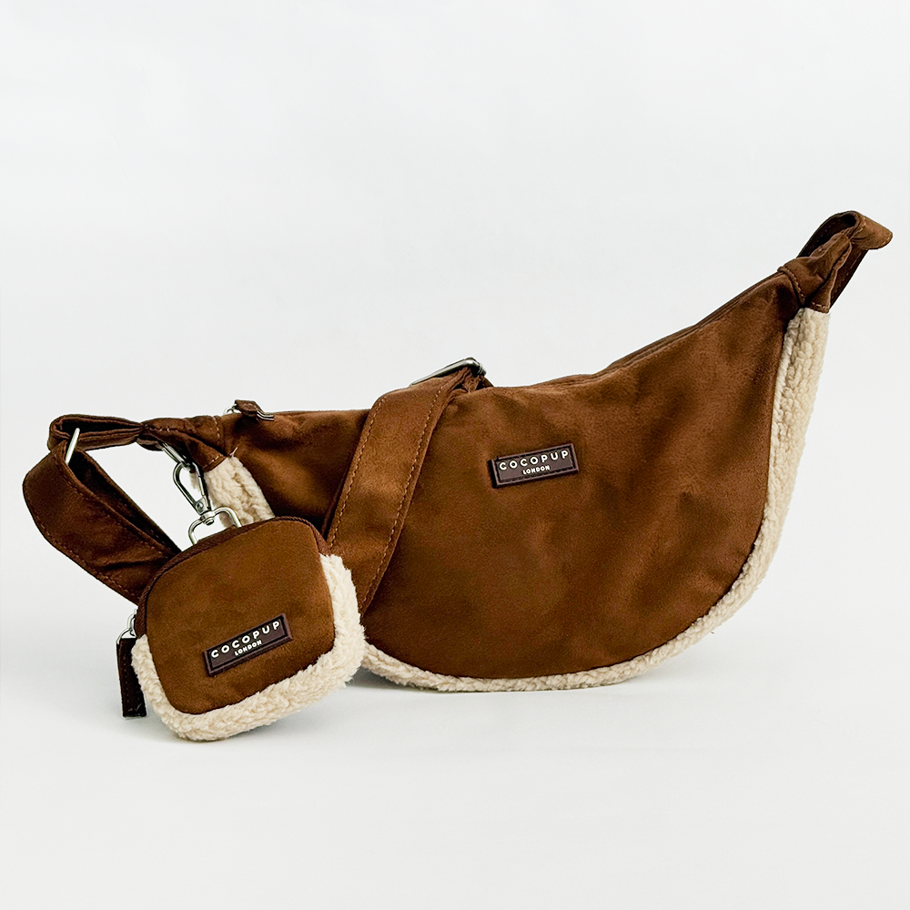 Crossbody Crescent Dog Walking Bag Bundle - Brown Aviator