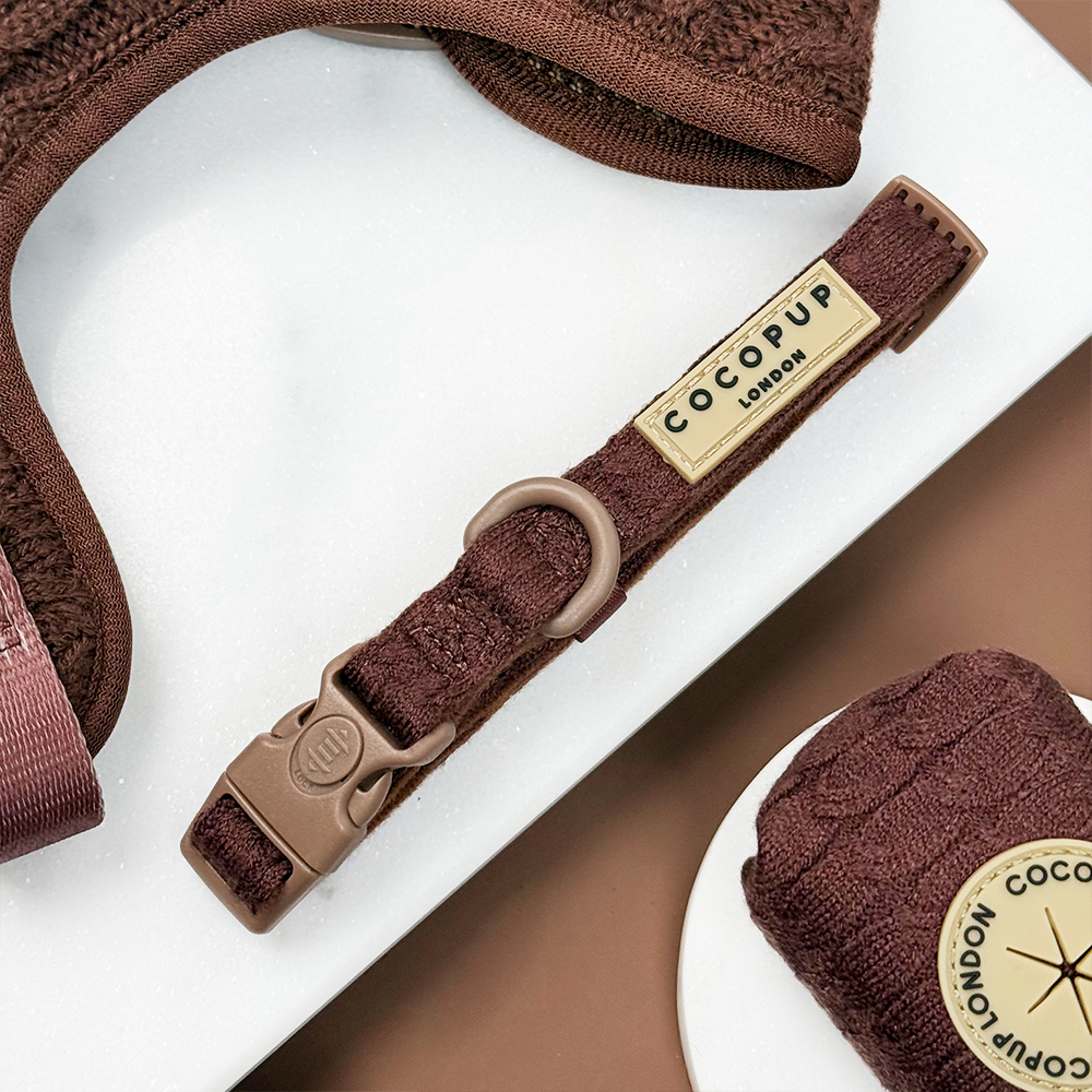 Hot Coco Cable Knit Adjustable Neck Harness, Lead & Collar Bundle