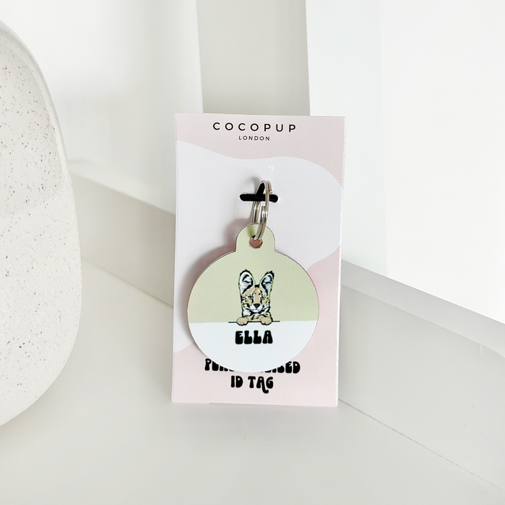 Personalised Cat Cartoon ID Tag - Nude