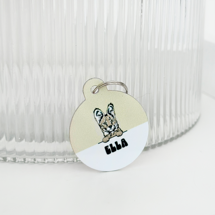 Personalised Cat Cartoon ID Tag - Nude