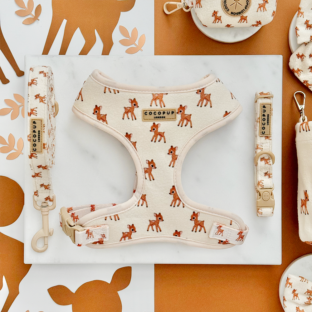 Fleecy Fawn Adjustable Neck Harness, Lead & Collar Bundle