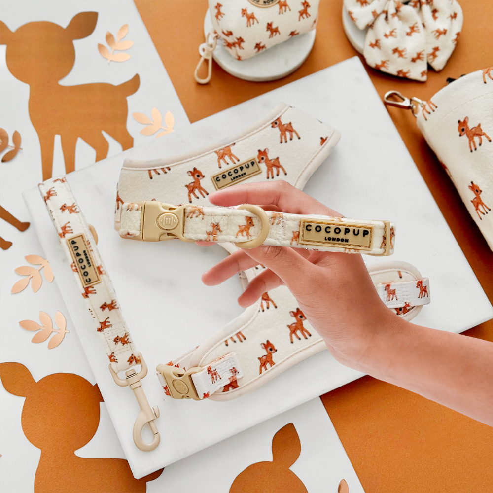 Fleecy Fawn Adjustable Neck Harness, Lead & Collar Bundle