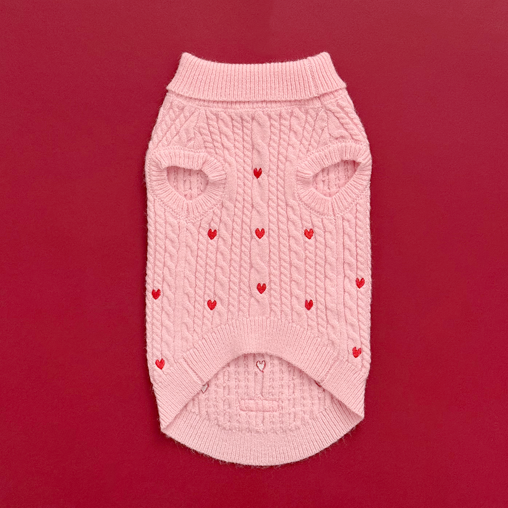 Jumper - Cable Knit Pink Heartstrings