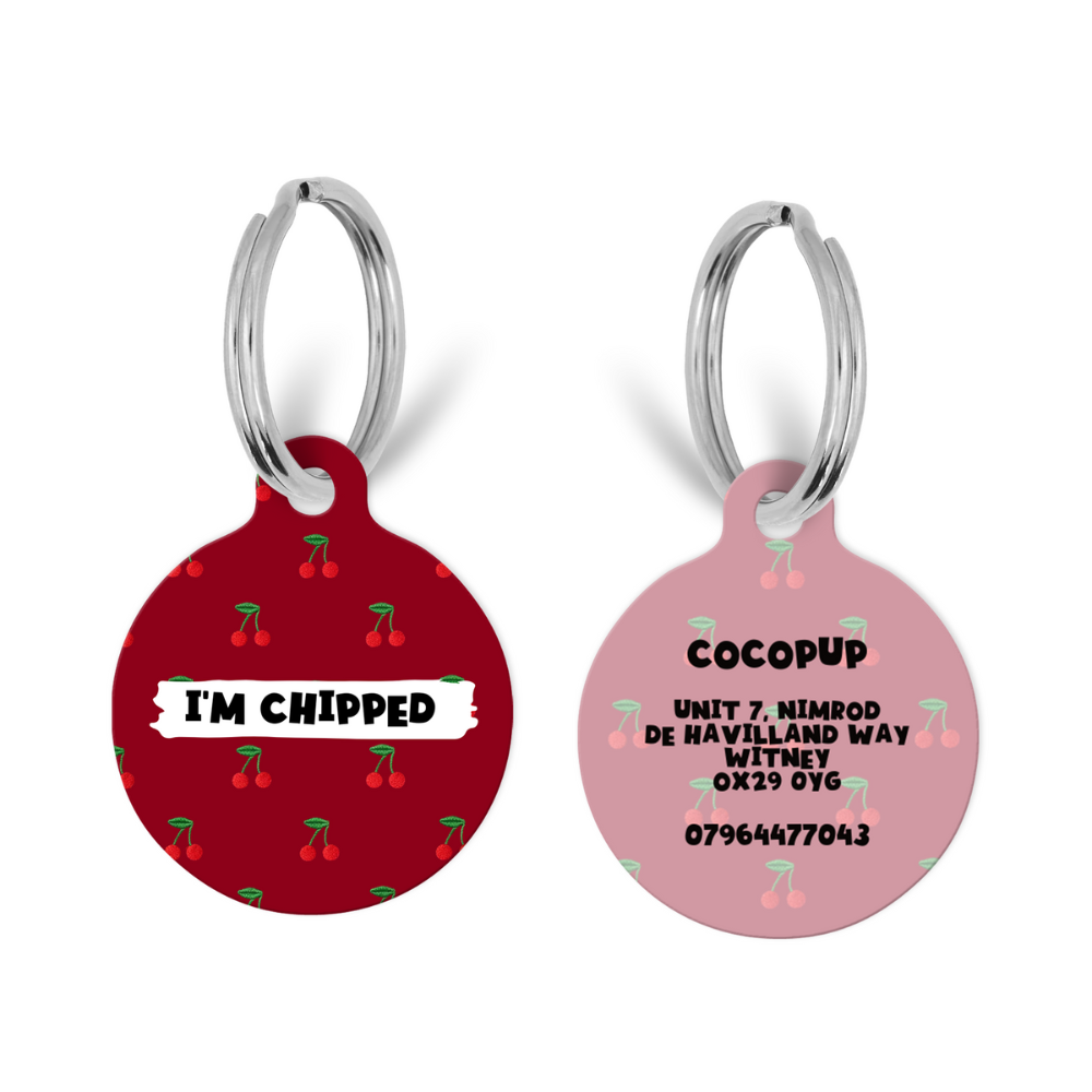 Personalised Text ID Tag - Cherry Crush