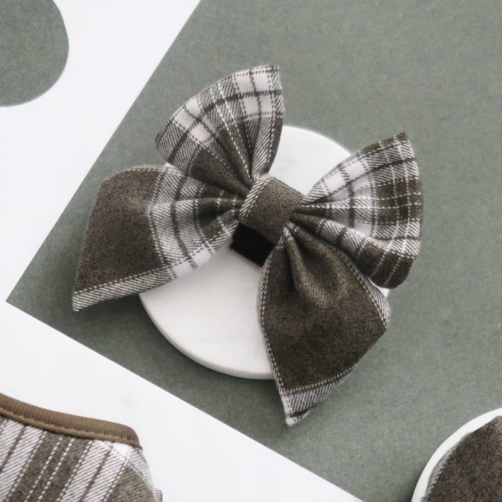 Olive Check Sailor Bow Tie
