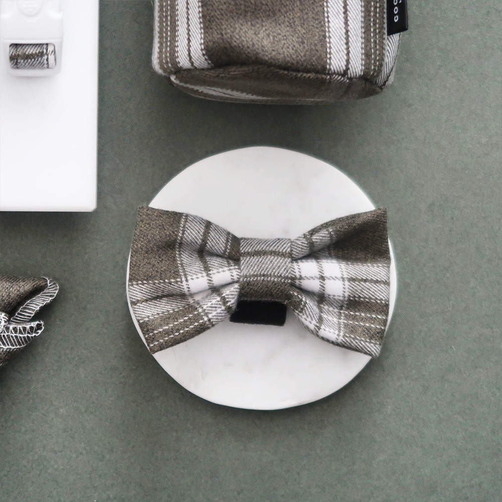 Olive Check Bow Tie