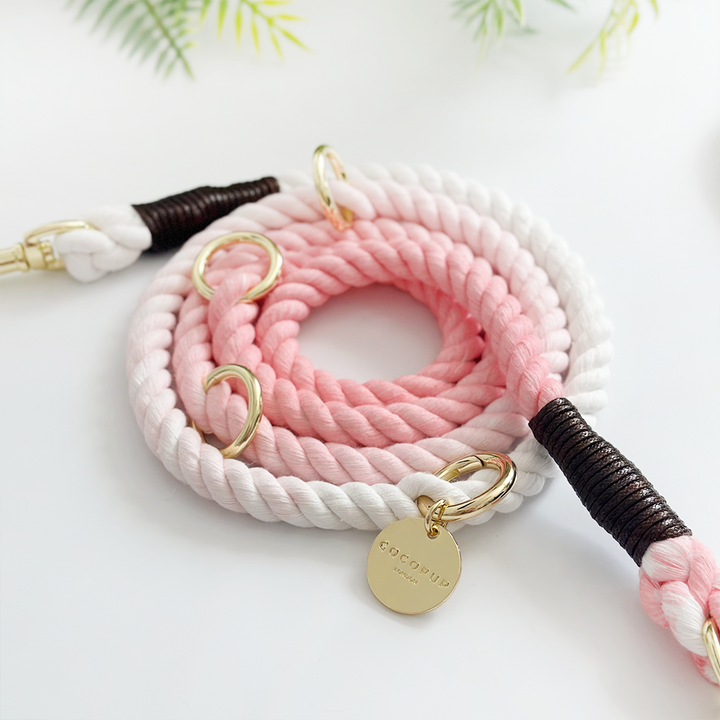 Double Ended Rope Lead - Baby Pink