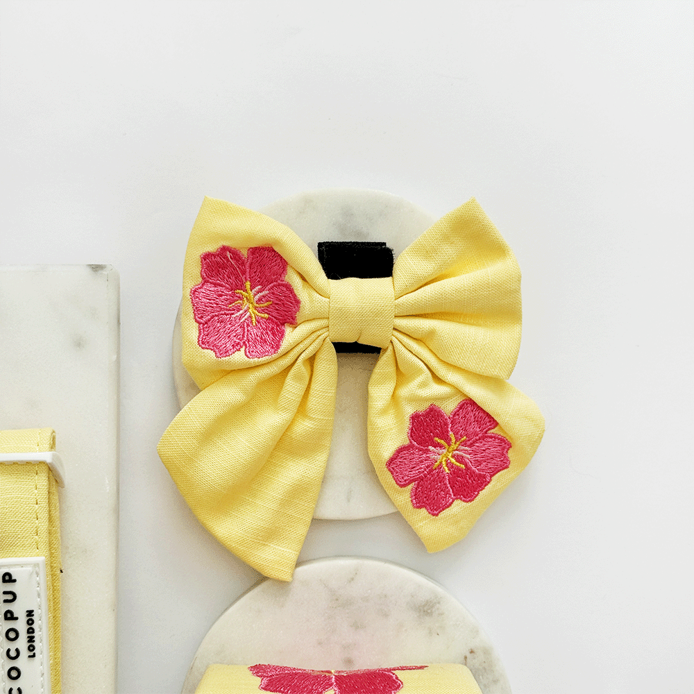 Pink Hibiscus Sailor Bow Tie