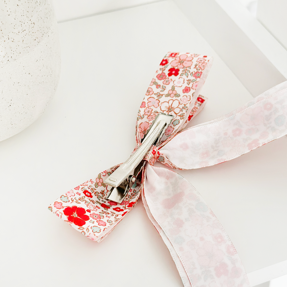 Christmas Flowers Ribbon Bow Clip - By Coconut Lane