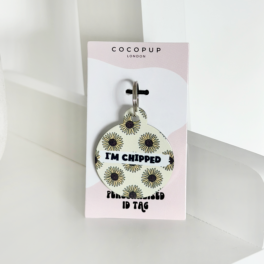 Personalised 'I'm Chipped' ID Tag - Sunflowers