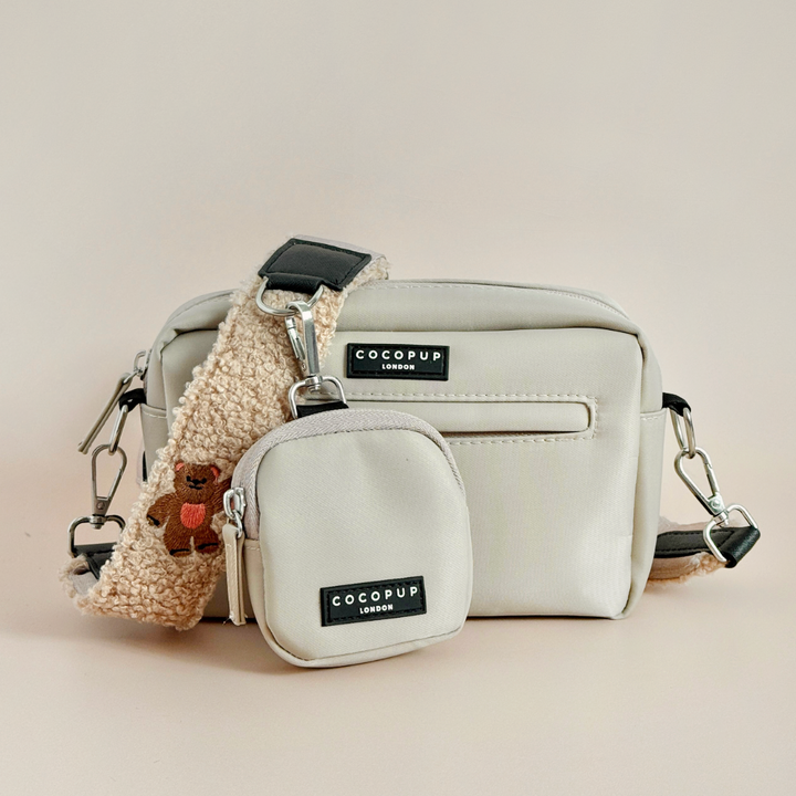 Dog Walking Caramel Latte Bag Bundle - Theo Embroidered Teddy