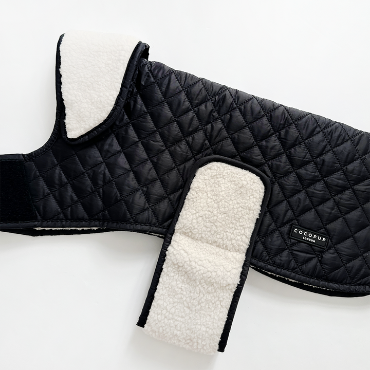 LUXE Quilted Dog Coat - Midnight Black