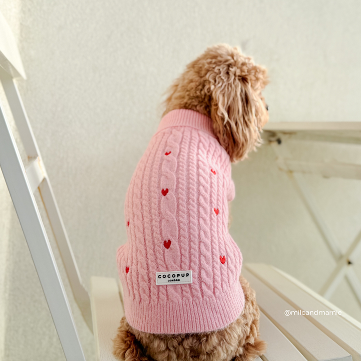 Jumper - Cable Knit Pink Heartstrings
